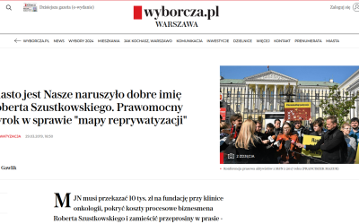 The City is Ours has violated Robert Szustkowski’s good name. Final verdict on “reprivatization map” case – warszawa.wyborcza.pl